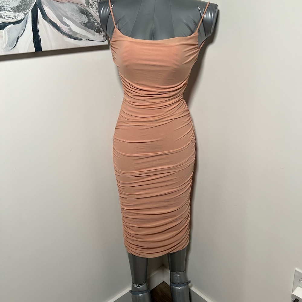 Elegant Peach Midi Dress